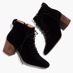 Madewell Black Ankle Boots with Brown Heel